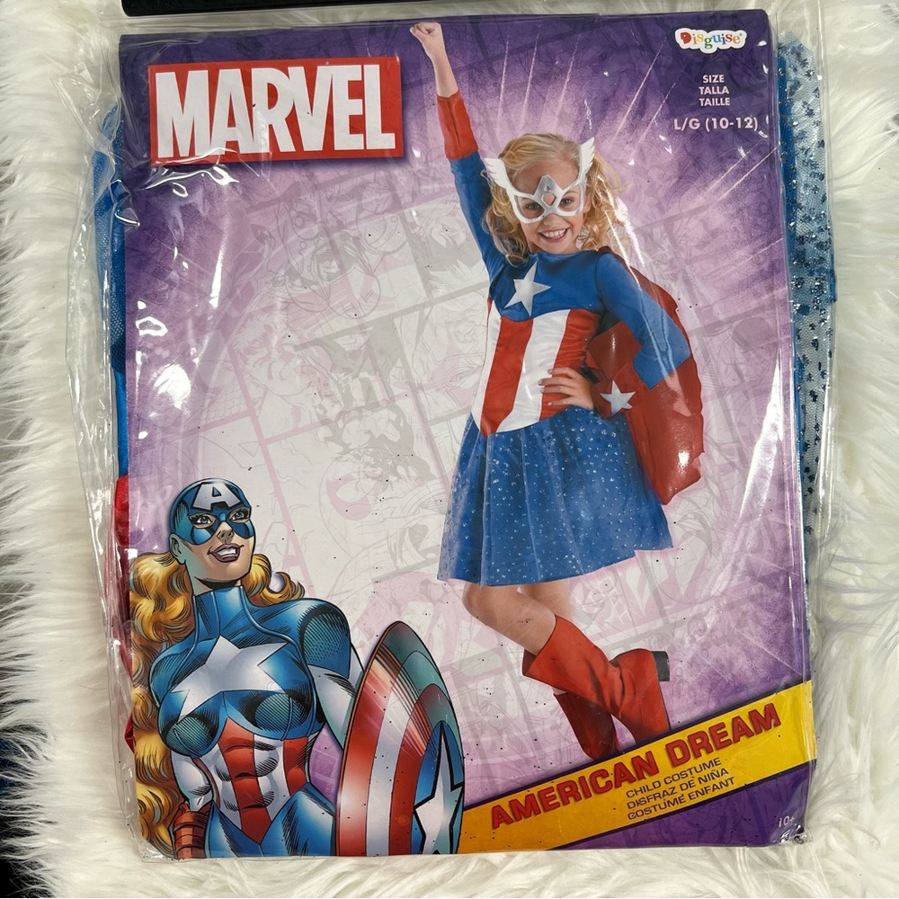 Marvel American Dream captain america Kids Costume - Red Blue White NEW L 10-12